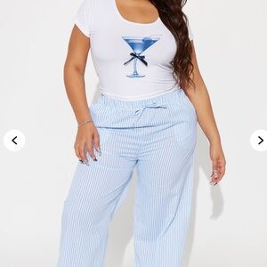 Fashion Nova Blue and White Pajama Set